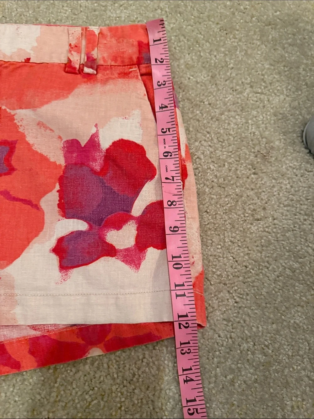 Ann Taylor LOFT Coral, coral & Purple Floral Cotton-linen Women's Shorts